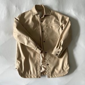Cream Faux Leather Shacket from H&M
